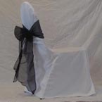 Banquet - White Chair Cover with Black Bow 