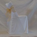  White Folding Chair - White Chair Cover with Gold Bow 